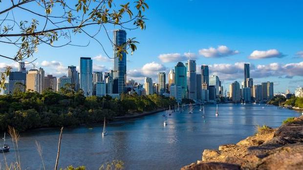 Brisbane city skyline and river