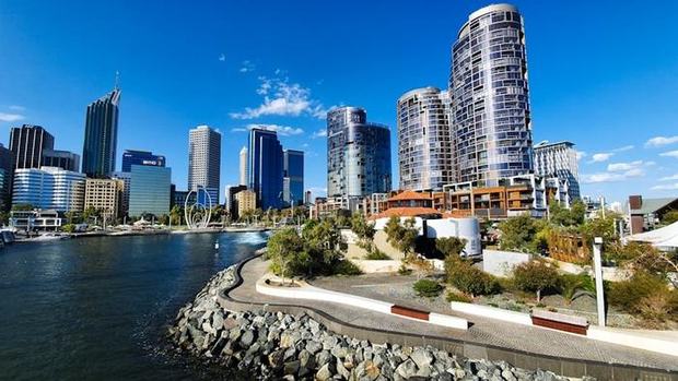 Perth city skyline and waterfront