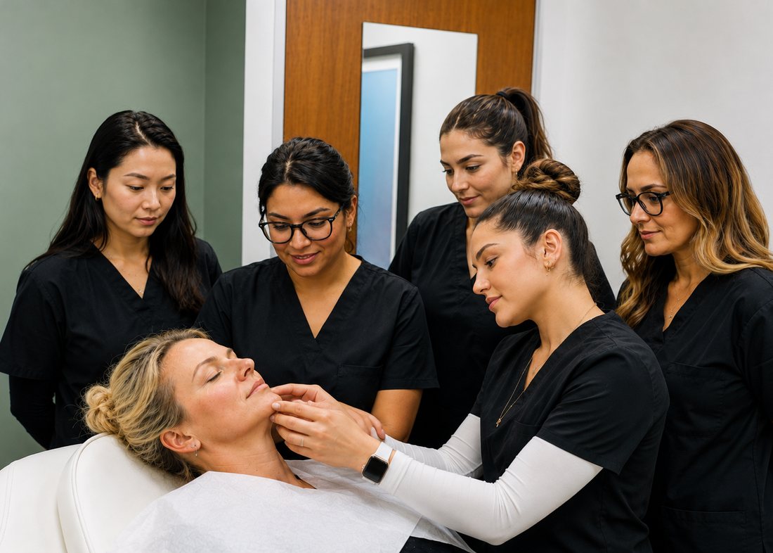 A supervised clinic session with observing practitioners